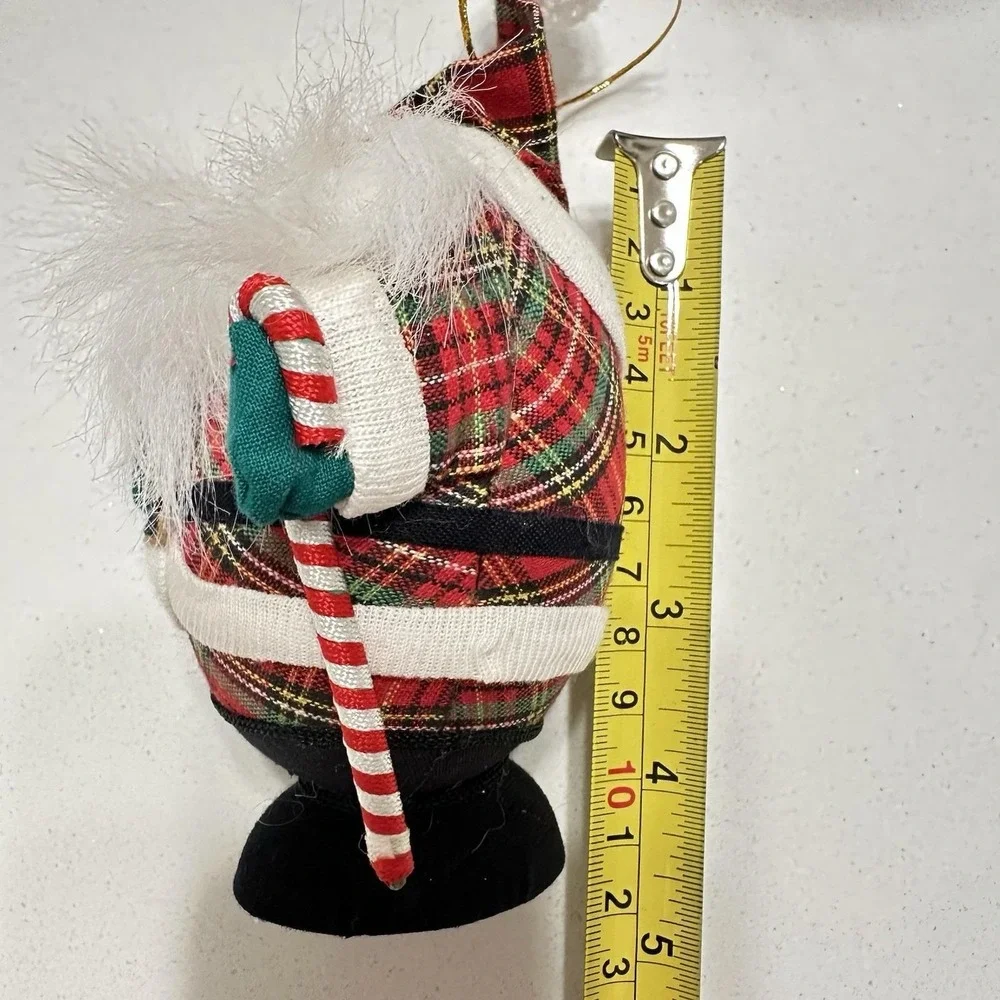 Vintage Santa Claus Plaid Egg Shaped ‎ Christmas Tree Ornaments 5
